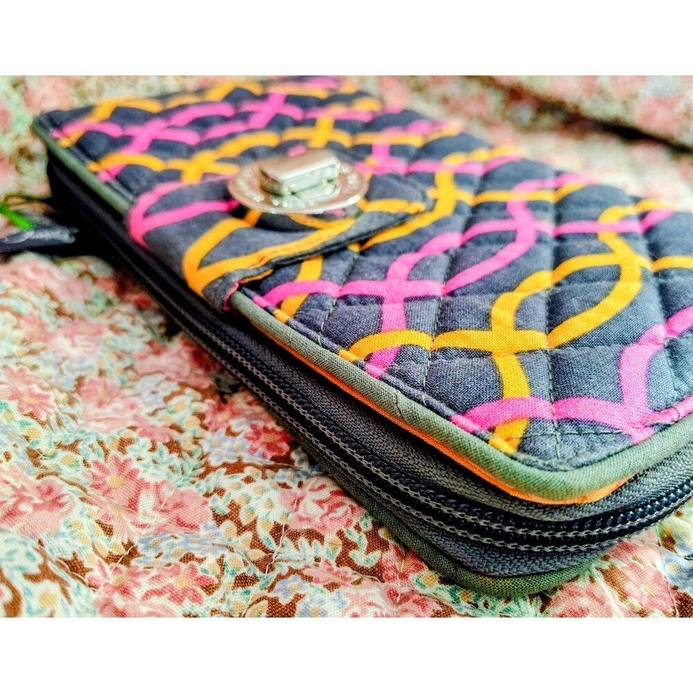 Vera Bradley Jazzy Swirls Turnlock Wallet NWT Pink Orange Gray MSRP $49 - Picture 5 of 12